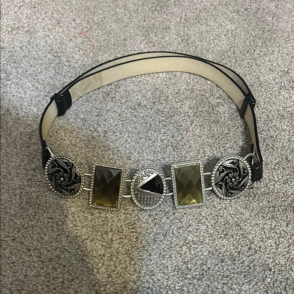 Chico Elegant Black and Silver Women's Leather Belt
